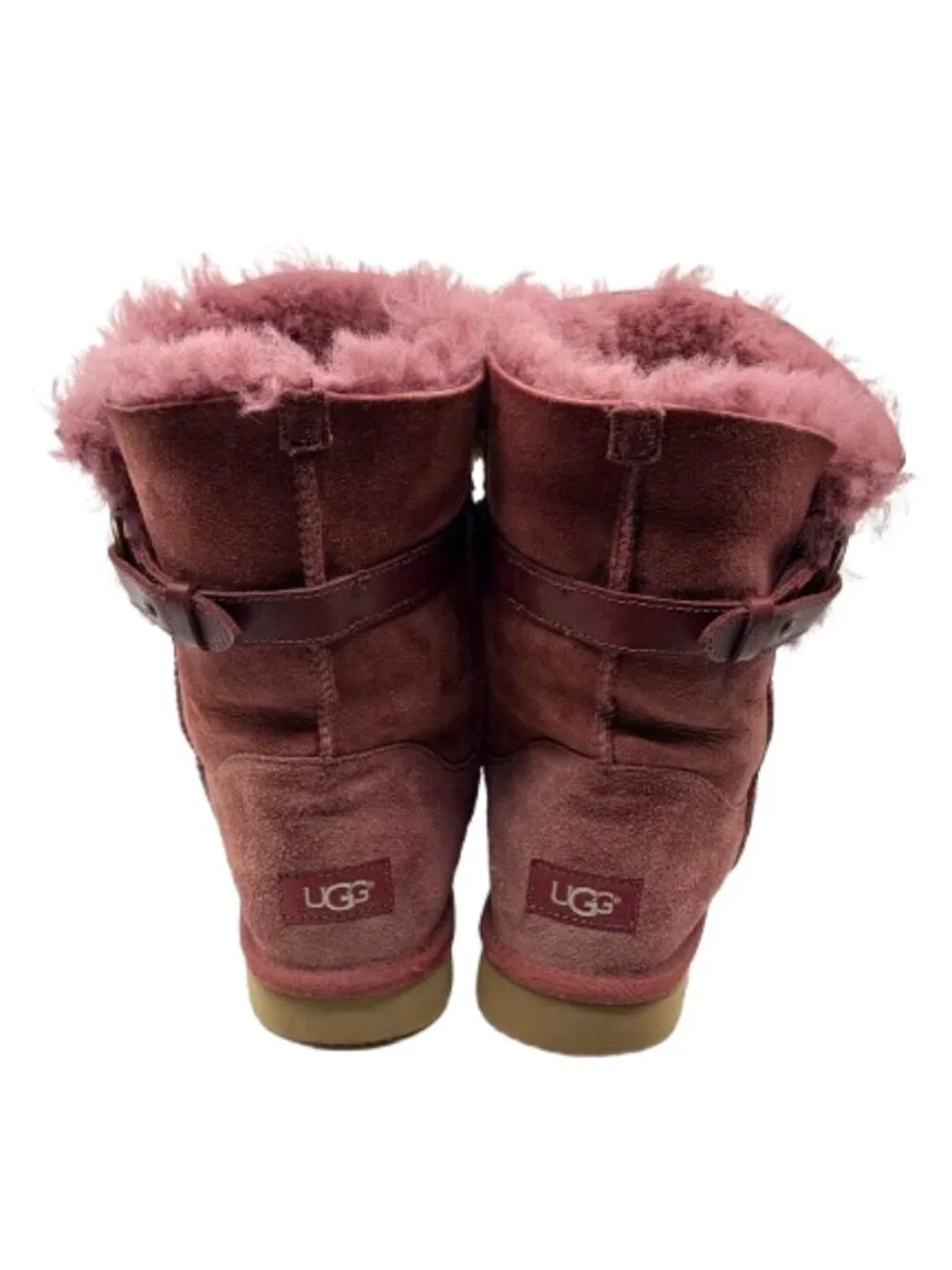 UGG~ Nash Classic~SUEDE SHEEPSKIN SHEARLING ANKLE BOOTS in Pink Burgundy Size 9